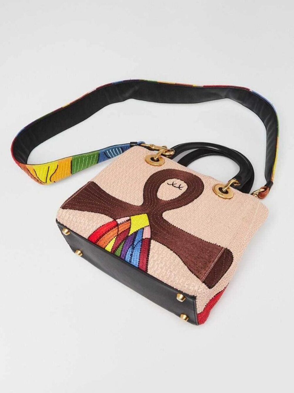 Christian Dior Multicolor Fabric Tarot Embroidered and Beaded Judgement Mediu... - Picture 3 of 12